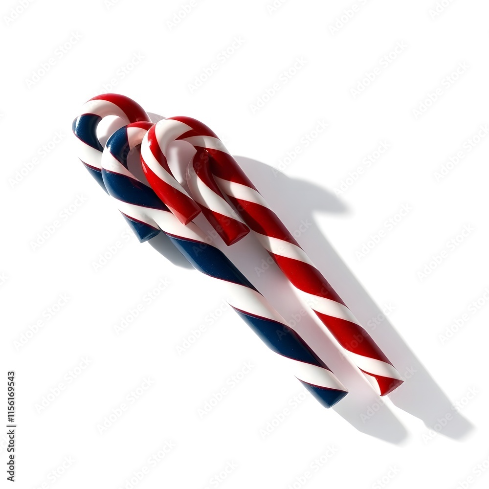 Obraz premium Red and white striped candy canes isolated on a transparent background, perfect for holiday-themed generative AI designs.