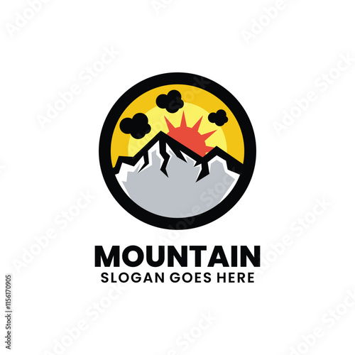 Vector mountain illustration emblem logo design photo