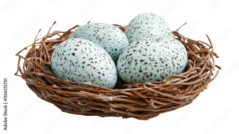 Easter eggs in a basket, transparent background Easter eggs in a basket, transparent background