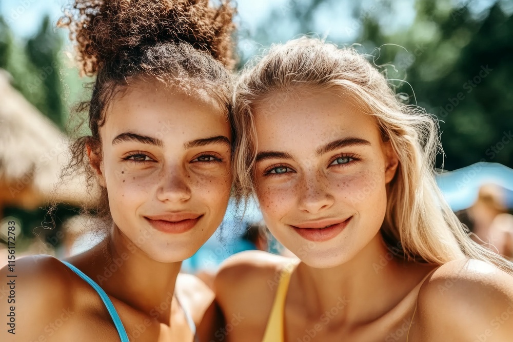 Two women smiling and posing for a picture Two women smiling and posing for a picture