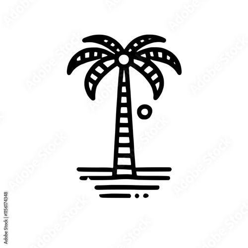 Palm Tree Minimalist Line Art 