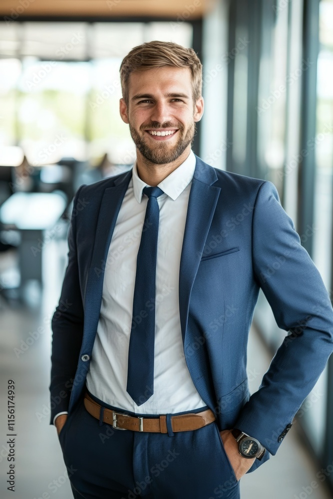A man in a suit and tie is smiling for the camera A man in a suit and tie is smiling for the camera
