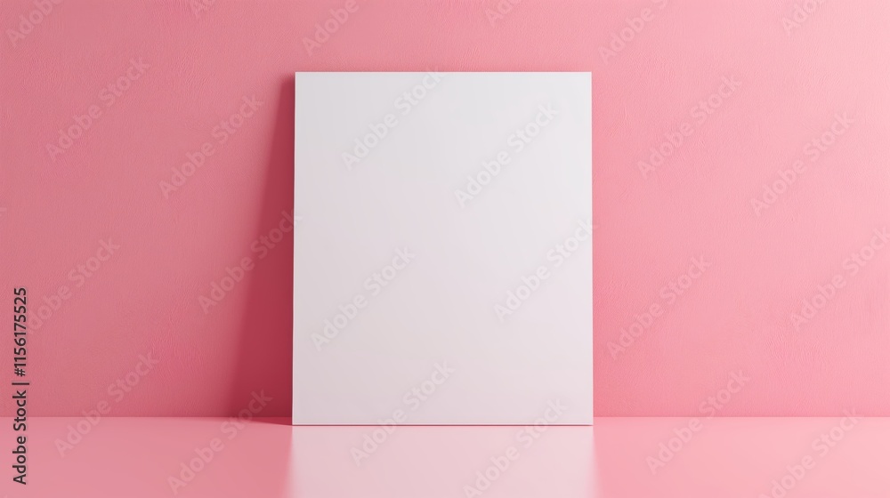 Blank White Canvas Against a Pink Wall: Minimalist Mockup Blank White Canvas Against a Pink Wall: Minimalist Mockup
