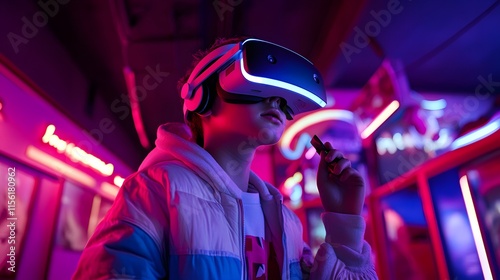 Young Person Immersed In Virtual Reality Experience