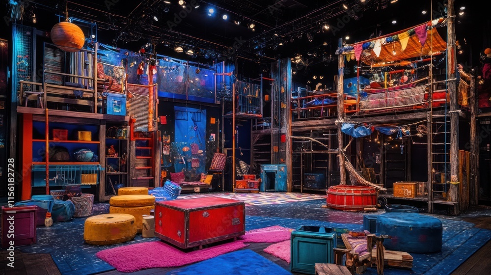 custom made wallpaper toronto digitalColorful stage set for a theatrical performance.