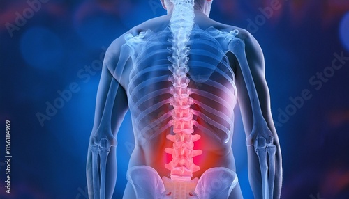 Expressing inflammation and swelling between the lumbar vertebrae