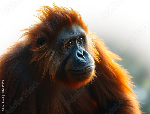 Majestic Bornean Orangutan Portrait: A Captivating Close-Up photo