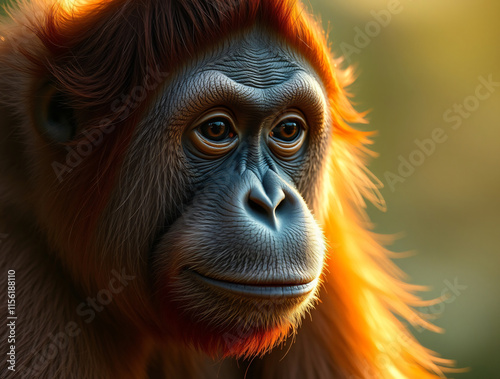 Bornean Orangutan Portrait: Golden Hour Majesty