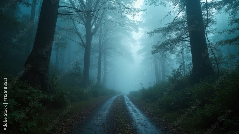 Fototapeta premium Mystical Forest Road: A Journey into the Unknown