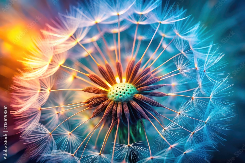 Obraz premium Dandelion Seed Head Close Up Macro Photography, Fluffy Seeds, Nature Detail, Botany, Wildflower