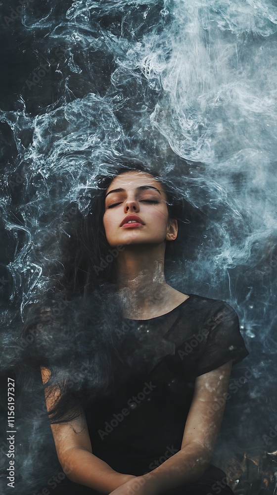 Obraz premium Woman in Smoke, Mystical, Artistic Portrait