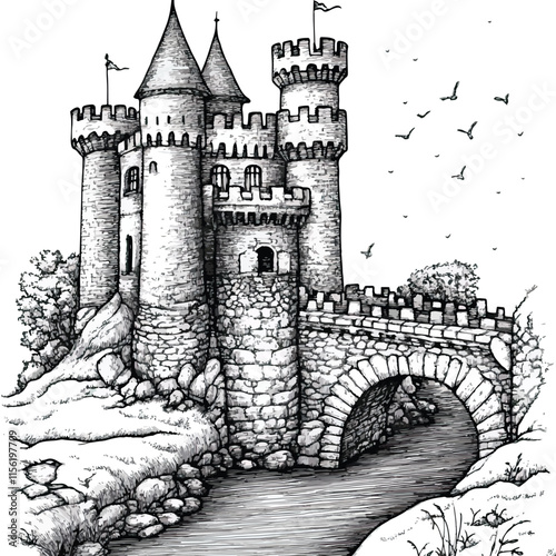  castle clip art, clip art concept