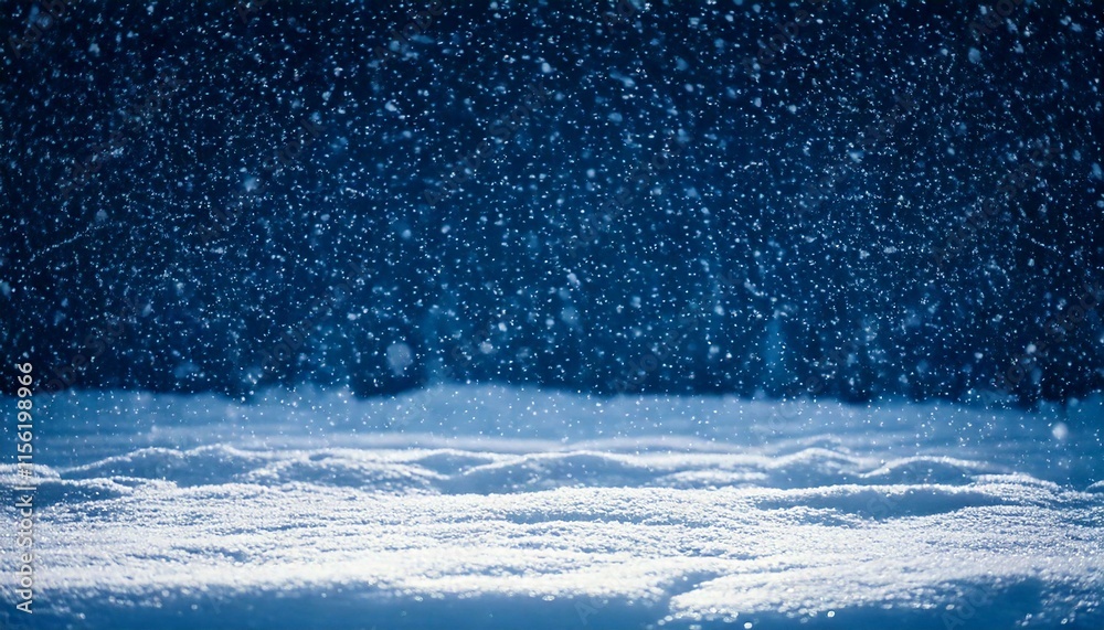 snow falling on the ground at night