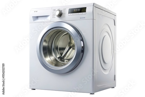 Sleek Washing Machine, Modern Appliance, Home Laundry, White Background Product Photography photo