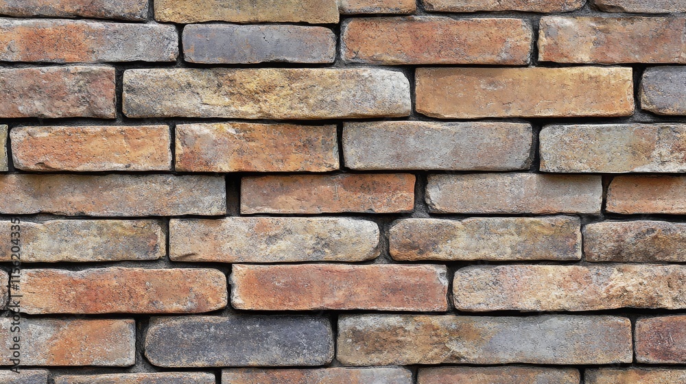 Textured Brick Wall with Varied Shades of Brown, Gray, and Beige Offering a Rustic and Architectural Appeal for Background or Design Use Textured Brick Wall with Varied Shades of Brown, Gray, and Beige Offering a Rustic and Architectural Appeal for Background or Design Use