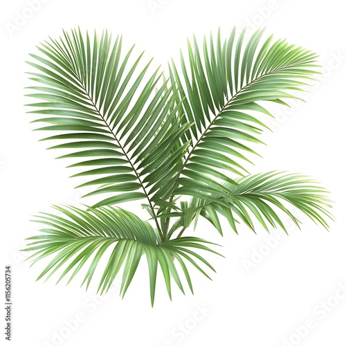 Lush green palm leaves tropical setting nature photography close-up