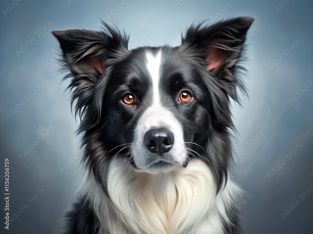 A striking black and white Border Collie portrait, perfect for showcasing your brand. A striking black and white Border Collie portrait, perfect for showcasing your brand.