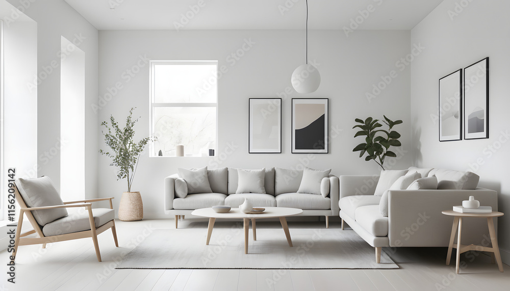 Fototapeta premium Modern living room interior with comfortable sofa