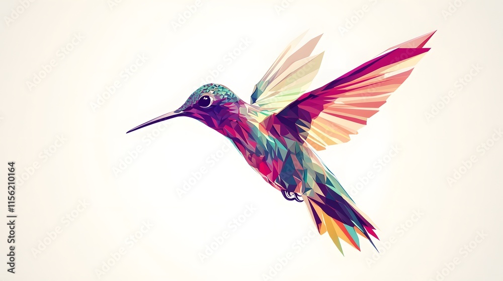Fototapeta premium Abstract Polygonal Hummingbird in Flight