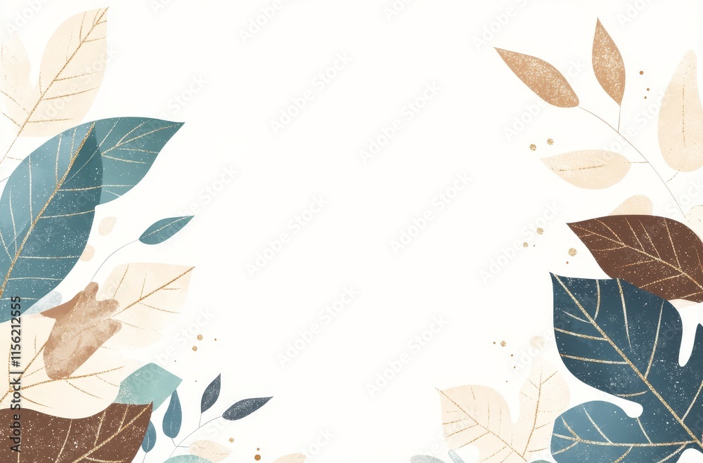 Fototapeta premium Elegant autumn leaves frame on white background.