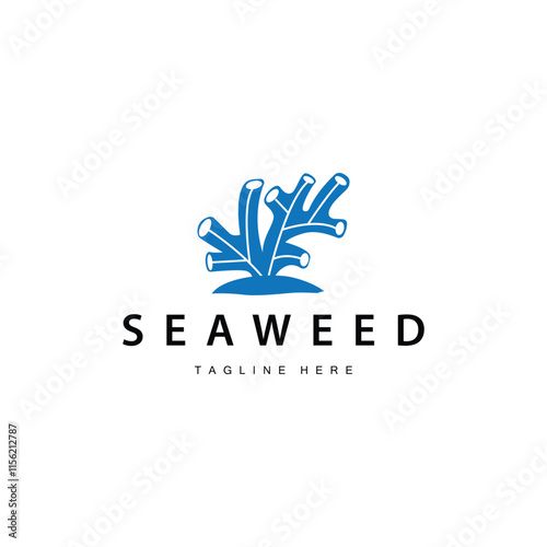 seaweed logo illustration beautiful underwater plants where fish live and the natural beauty of the ocean floor