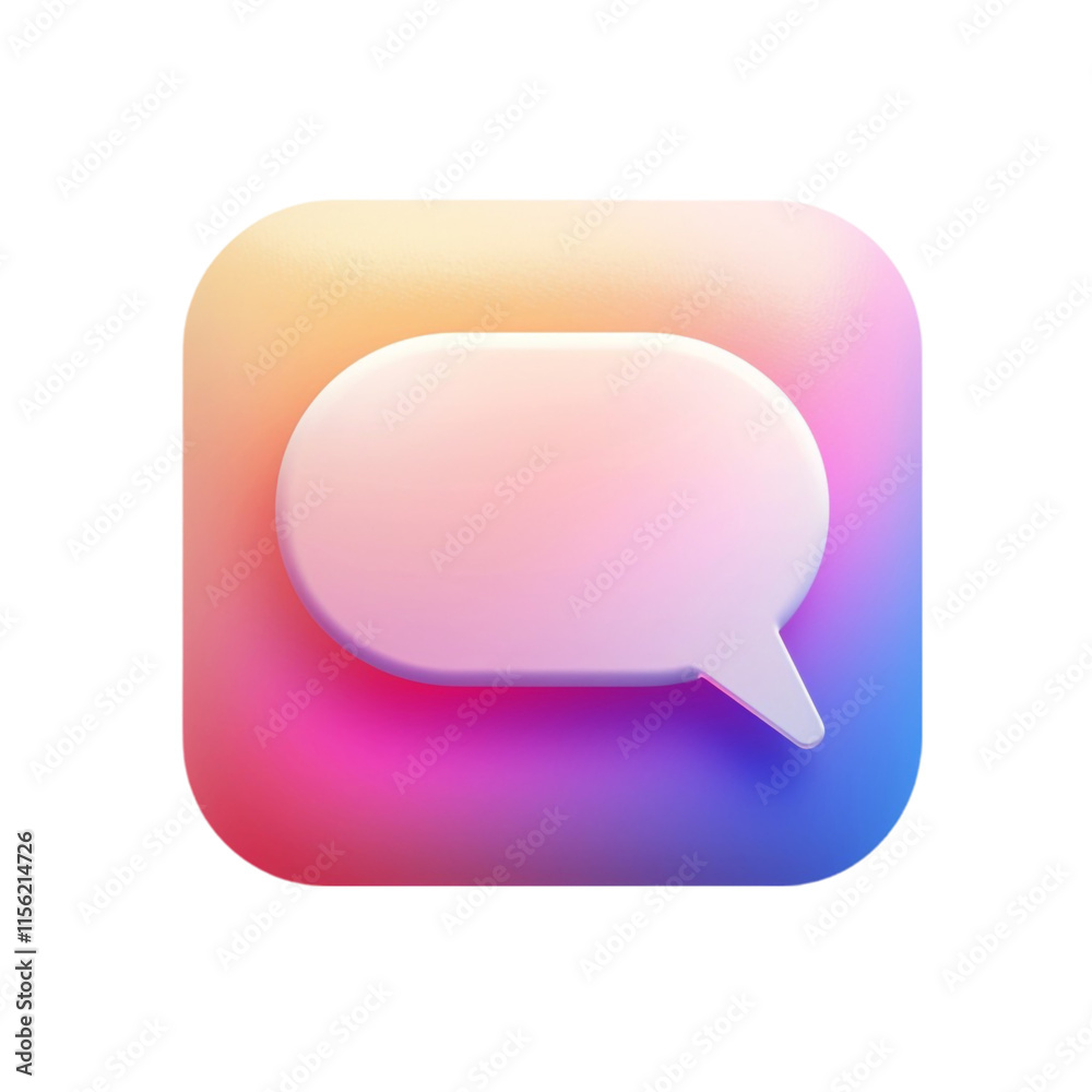 Fototapeta premium A Speech Bubble Icon with Rounded Corners 3D Illustration Isolated on Transparent Background