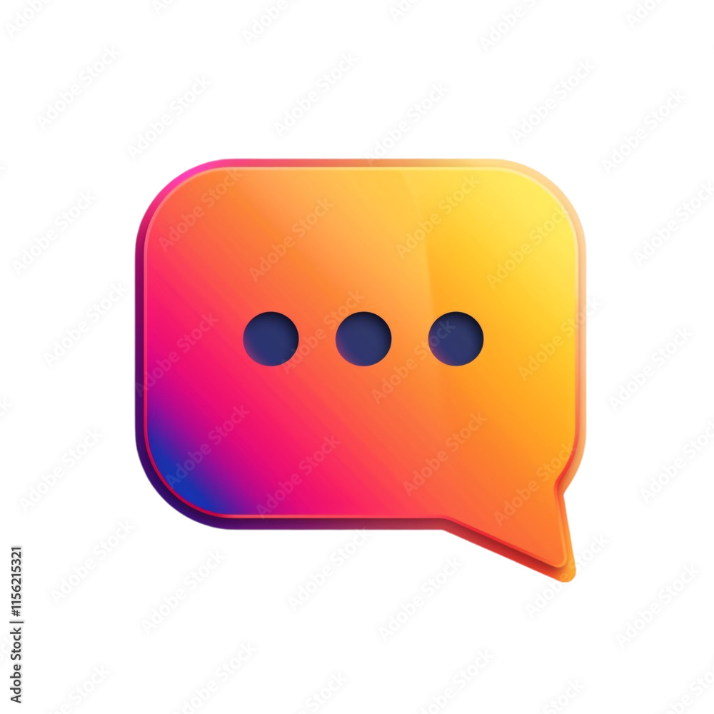 A Speech Bubble Icon with Rounded Corners 3D Illustration Isolated on Transparent Background A Speech Bubble Icon with Rounded Corners 3D Illustration Isolated on Transparent Background