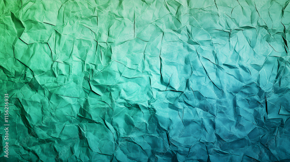 Wrinkled paper background with green and blue gradient color Wrinkled paper background with green and blue gradient color
