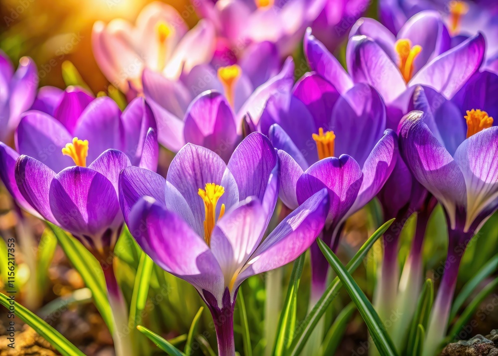 Vibrant Purple Crocus Spring Bloom Garden Vibrant Purple Crocus Spring Bloom Garden