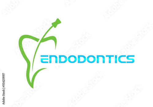 Endodontics logo, dental root canal treatment logo.