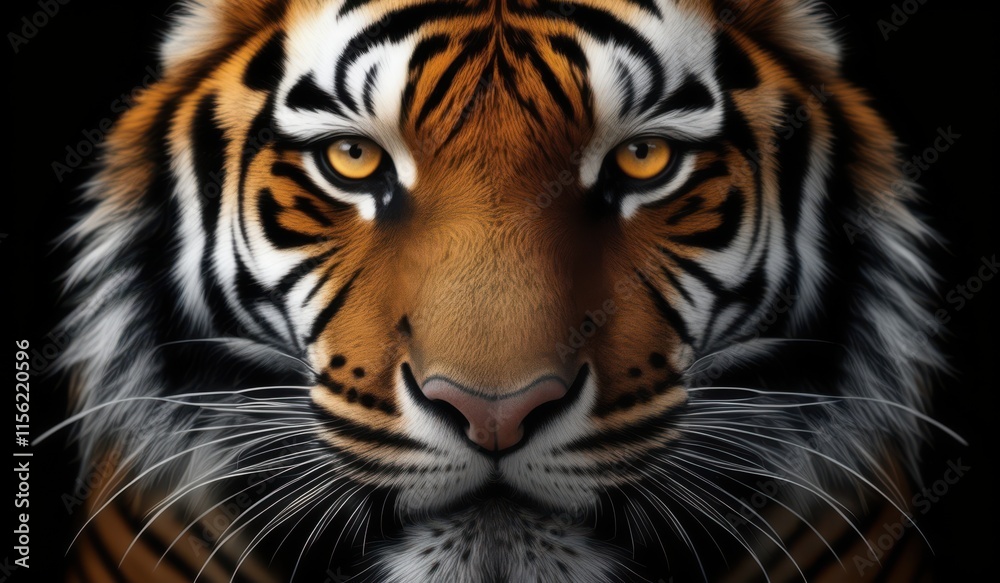 Fototapeta premium a close up of a tiger's face with a black background