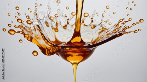 Thick sticky  viscous sweet  abstract corn maple syrup  trree sap for breakfast pancake photo