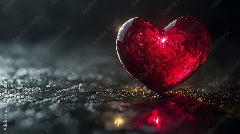 Captivating Red Heart Symbolizing Love Abstract Background Artistic Photography Reflective Surfaces Close-up View Emotion Concept Captivating Red Heart Symbolizing Love Abstract Background Artistic Photography Reflective Surfaces Close-up View Emotion Concept