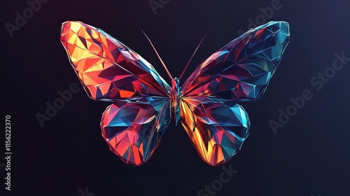 Butterfly Composed of Polygon - Low Poly Vector Illustration.

