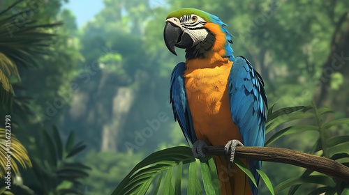 Illustration Polygonal Drawing of Blue Wing Macaw Bird

 photo