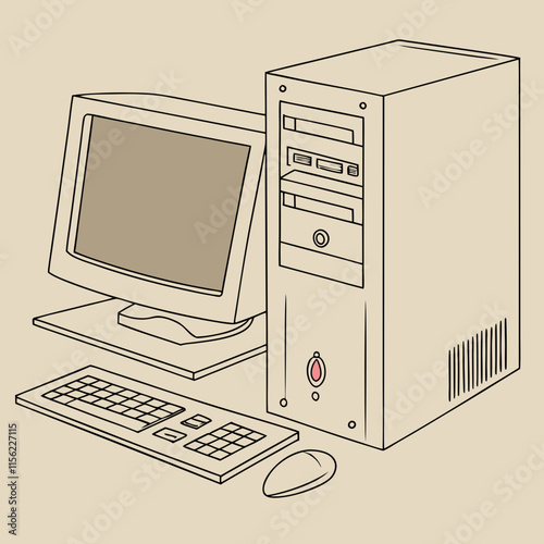 computer monitor with mouse and keyboard