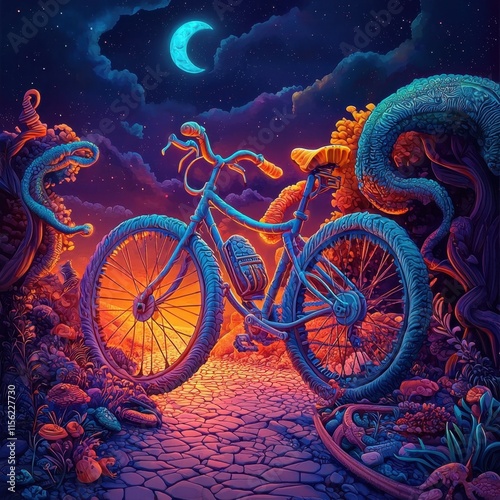 Experiencing a dazzling bike trip through a psychedelic landscape.