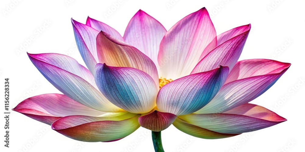 Naklejka premium Watercolor Lotus Flower Macro, Pressed Botanical Illustration