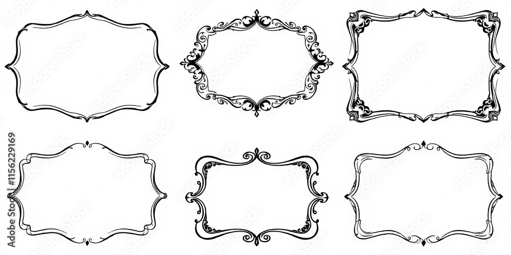 Fototapeta premium Elegant Ornate Frames Decorative Borders Vintage Design Elements Flourishes Swirls Classic Retro