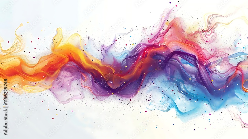 Abstract colorful swirls and particles on white background. Abstract colorful swirls and particles on white background.