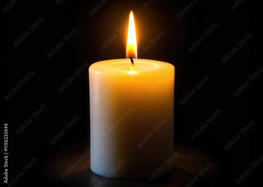 White Candle Flame in Darkness - Tranquil Remembrance White Candle Flame in Darkness - Tranquil Remembrance