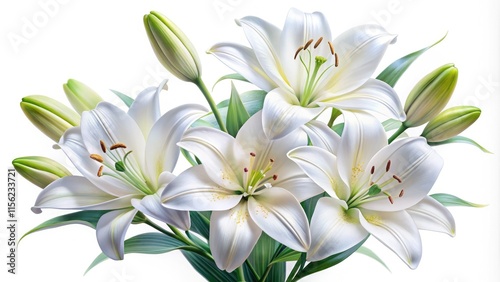 White Lilies Watercolor Clipart - Macro Photography for Cards