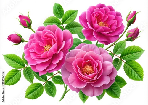 Wild Pink Roses Silhouette - Realistic Flowers