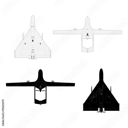 Drone icon vector silhouettes on white background for use in graphics. EPS10.