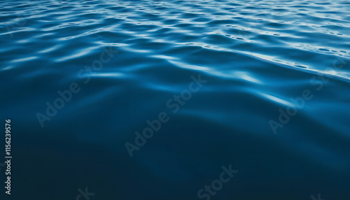 Dark blue abstract background. Reflection of light on a smooth surface of water with small waves.