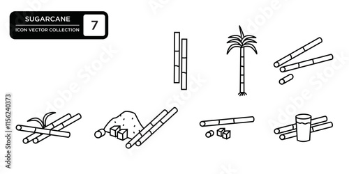 Sugarcane icon collection, editable and resizable vector icon templates.