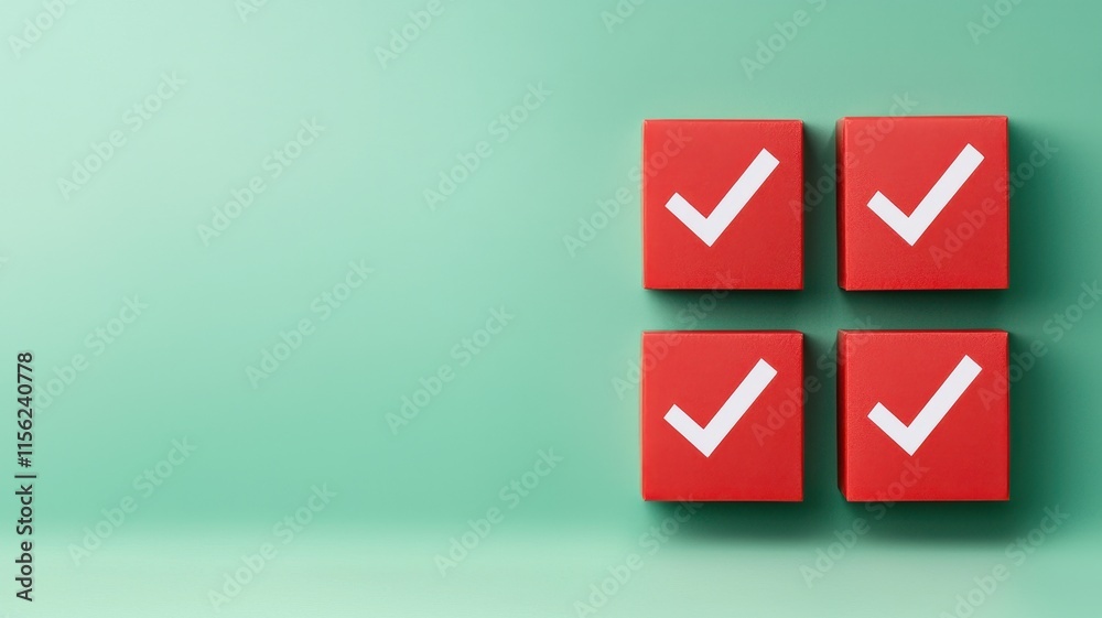 Red Checkmark Cubes Success Checklist Goals Completion Red Checkmark Cubes Success Checklist Goals Completion