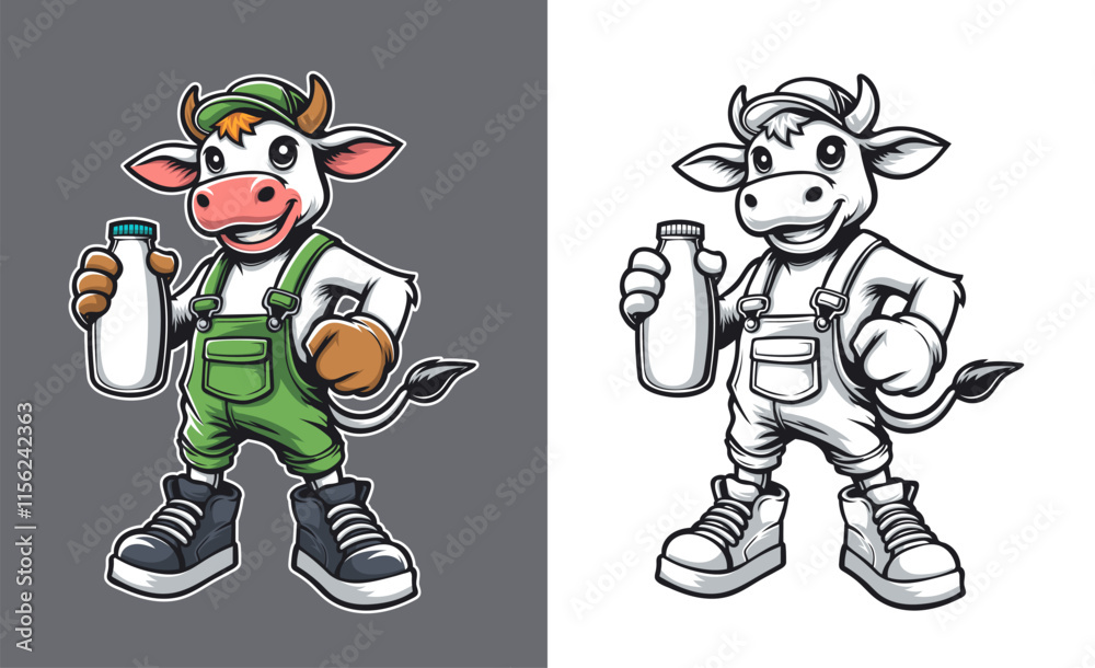 Naklejka premium Cow Mascot Vector
