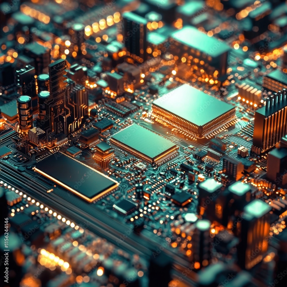 Obraz premium Conceptual art highlighting the theme of human development through technology.