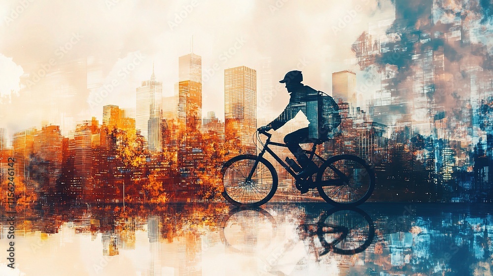 Obraz premium Abstract Modern Business Background with Double Exposure Effect